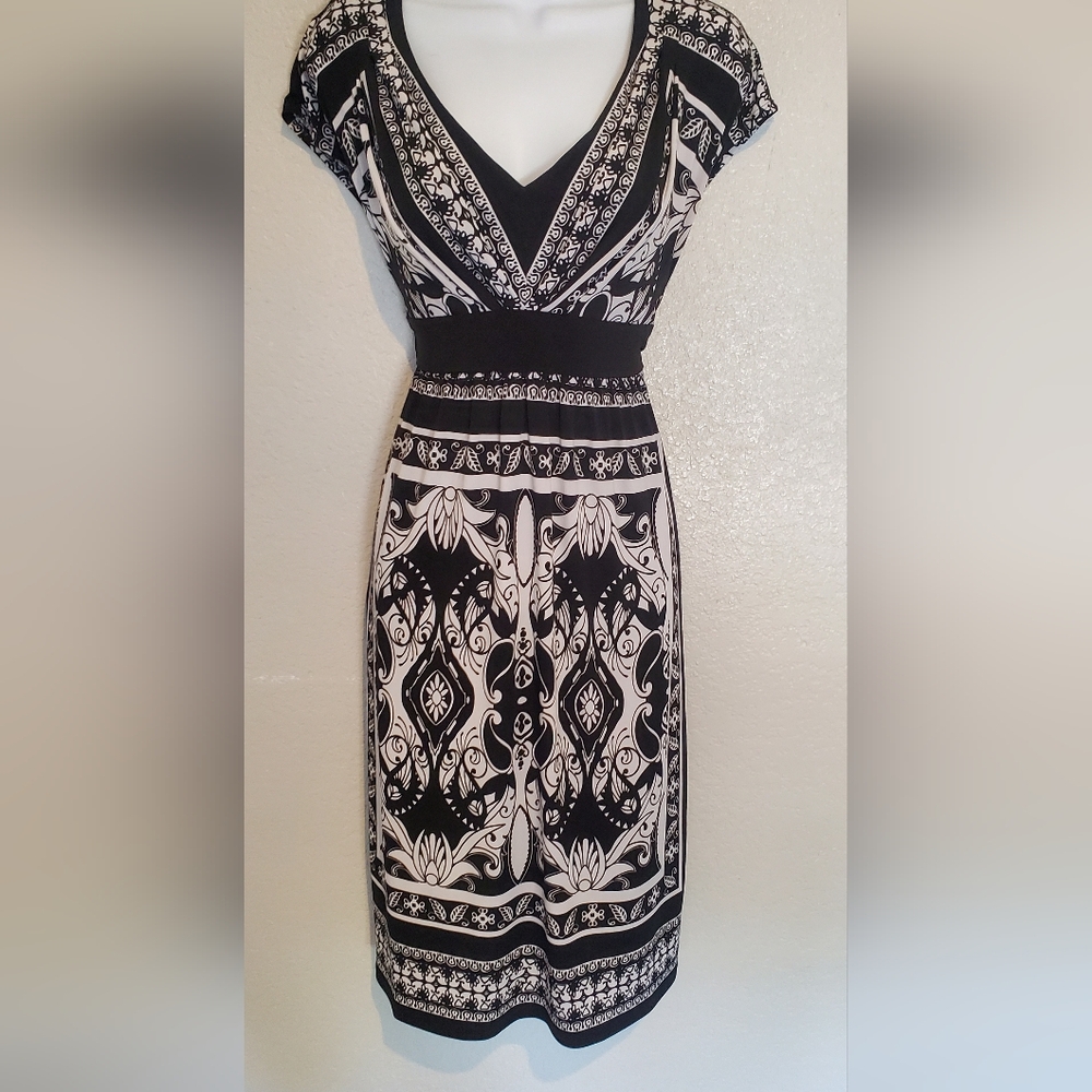 Susan Graver Black and White Midi Dress - Picture 2 of 7